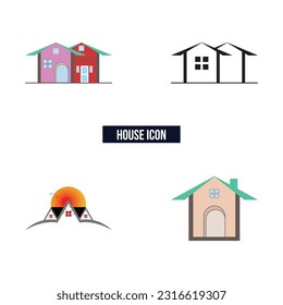 Flat house logo set symbol vector Illustration.
