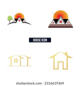 Flat house logo set symbol vector Illustration.