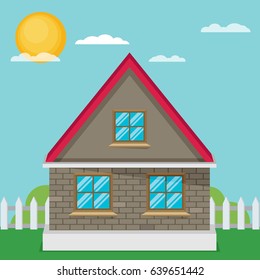 Flat House. Vector illustration.