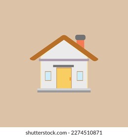 Flat house vector illustration. House icon, sign, cartoon, logo. isolated on brown bacground, for  web, UI, poster, mobile, book