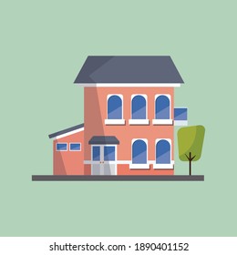 flat houses downtown vector collection