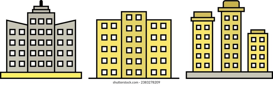 Flat houses icons collection. Home vector image to be used in web applications, mobile applications and print media. Vector illustration