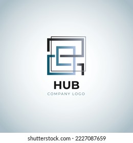 flat hub logo design template vector