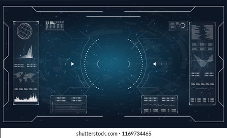 Flat hud for concept design. Lcd tv monitor isolated, vector illustration. Future technology display design.