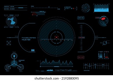 Flat hud for concept design. Lcd tv monitor isolated, vector illustration. Future technology display design. Robot digital futuristic dashboard