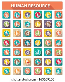Flat human resource icons,business concept,colorful version,vector