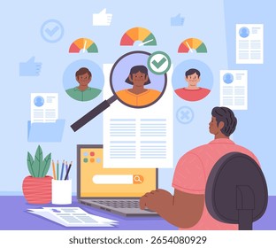 Flat Human Resources Hiring Illustration