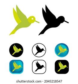 Flat Humming Bird Icon Collection
