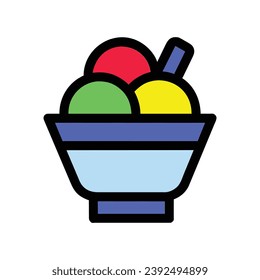 Helado plano, café restaurante postre congelado, gelato dulce, vector aislado en fondo blanco