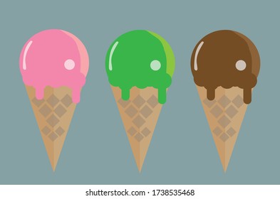 Flat ice cream cone vector is a beautiful pattern graphic.