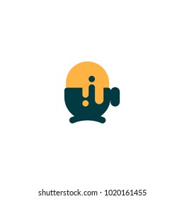 Flat Ice Cream Cup Logo. Vector Cup Design. Ice Cream Pastel. Rounded Vector Icon. Fun Logo Design. Happy Drink Vector