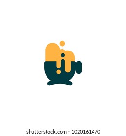 Flat Ice Cream Cup Logo. Vector Cup Design. Ice Cream Pastel. Rounded Vector Icon. Fun Logo Design. Happy Drink Vector