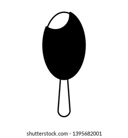 Flat ice cream icon on a stick. White ice cream covered with chocolate. Vector illustration.