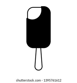 Flat ice cream icon on a stick. White ice cream covered with chocolate. Vector illustration.
