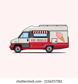 flat ice cream truck illustration