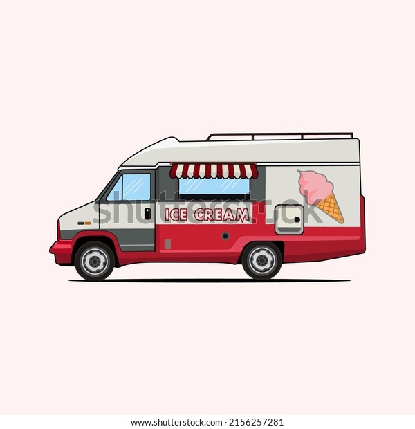 flat ice cream truck\
illustration