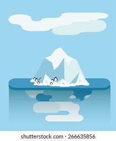 Flat Iceberg vector illustration blue and white colors.
