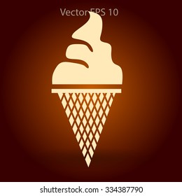 Flat ice-cream cone icon