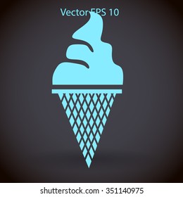 Flat ice-cream cone icon