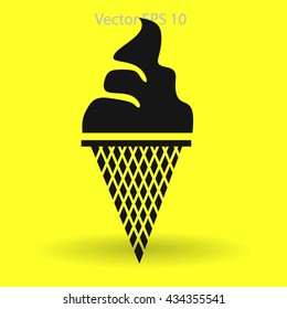 Flat ice-cream cone icon