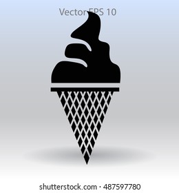 Flat ice-cream cone icon