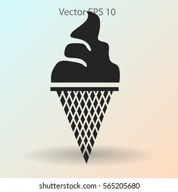 Flat ice-cream cone icon
