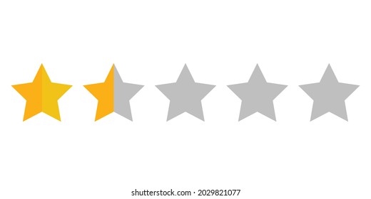 Flat Icon 1 star and a half Customer product rating for Website or Apps