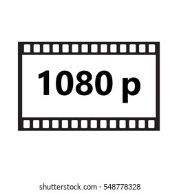 Flat icon of 1080p hd video on white background. 1080p hd video sign.