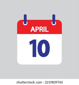 Icono plano 10 de abril soleado sobre fondo gris. Ilustración vectorial.