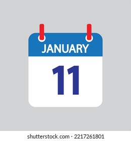 Flat icon 11th of January solated on gray background. Vector illustration.