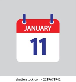 Flat icon 11th of January solated on gray background. Vector illustration.
