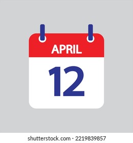 Flat icon 12th of April solated on gray background. Vector illustration.