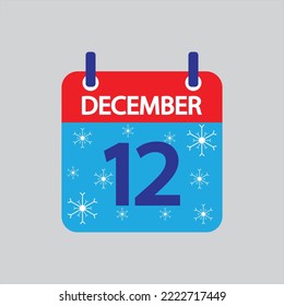 Flat icon 12th of December snowflakes solated on gray background. Vector illustration.