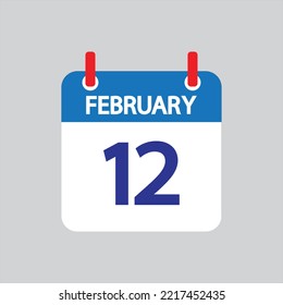 Flat icon 12th of February solated on gray background. Vector illustration.