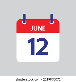 Flat icon 12th of June solated on gray background. Vector illustration.