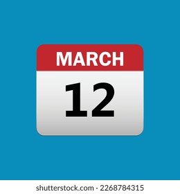 Flat icon 12th of March isolated on blue background. Vector illustration.