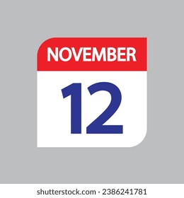 Flat icon 12th of November solated on gray background. Vector illustration.