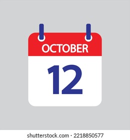 Flat icon 12th of October solated on gray background. Vector illustration.