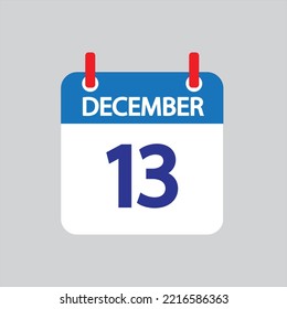 Flat icon 13th of December solated on gray background. Vector illustration.