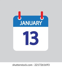 Flat icon 13th of January solated on gray background. Vector illustration.