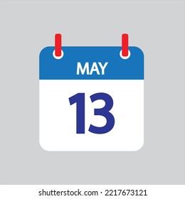Flat icon 13th of May solated on gray background. Vector illustration.