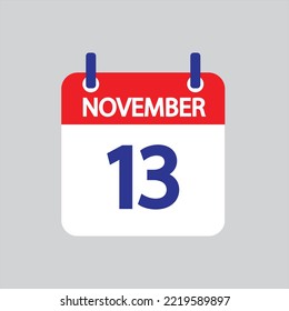 Flat icon 13th of November solated on gray background. Vector illustration.