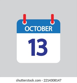 Flat icon 13th of October solated on gray background. Vector illustration.