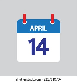 Flat icon 14th of April solated on gray background. Vector illustration.