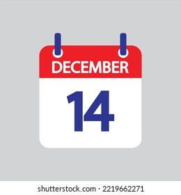 Flat icon 14th of December solated on gray background. Vector illustration.