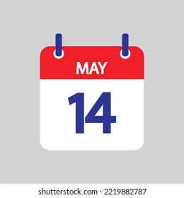 Flat icon 14th of May solated on gray background. Vector illustration.