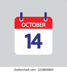 Icono plano 14 de octubre soleado sobre fondo gris. Ilustración vectorial.