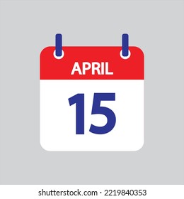 Icono plano 15 de abril soleado sobre fondo gris. Ilustración vectorial.