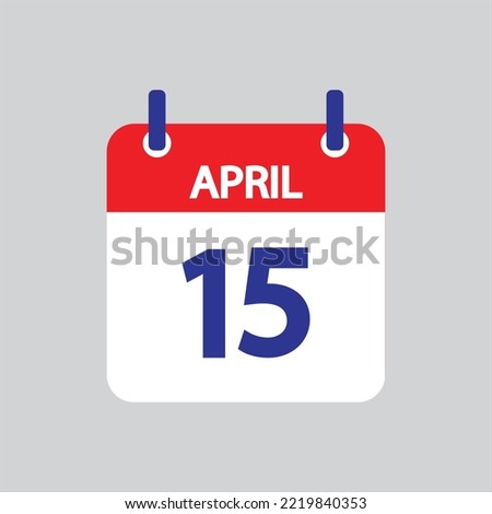 Flat icon 15th of April solated on gray background. Vector illustration.