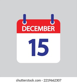 Flat icon 15th of December solated on gray background. Vector illustration.